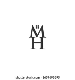 HM letter logo with a window symbol. logos for real estate companies