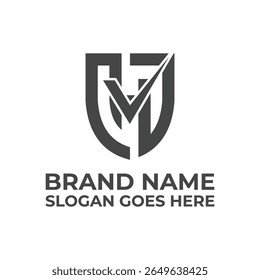 HM Lettermark Logo Bold Monogram Shield Design para negocios e identidad Corporativa