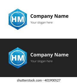 HM Letters , Abstract Polygonal Background Logo, design for Corporate Business Identity, Alphabet letter