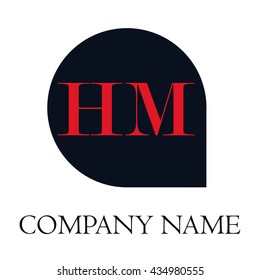 HM Letters red , Abstract black background logo, Design identity in shape, Alphabet letter