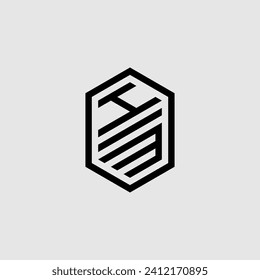 HM line geometric monogram with high quality professional design that will print well