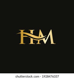 HM Logo Design for business and company identity. Creative HM letter with luxury concept