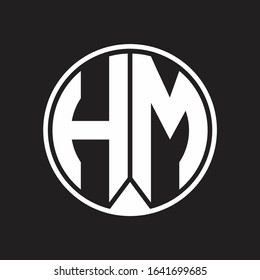 HM Logo monogram circle with piece ribbon style on black background