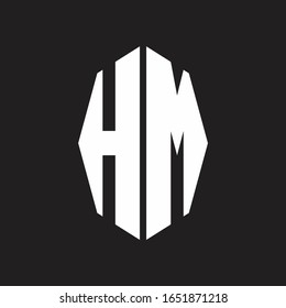 HM Logo monogram with octagonal ribbon style design template