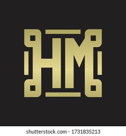 HM Logo monogram with piece line art design template