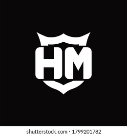 HM Logo monogram with shield around crown shape design template
