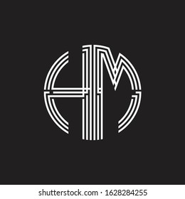HM Logo monogram triple ribbon style line design template isolated on black background