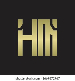 HM Logo with squere shape design template with gold colors