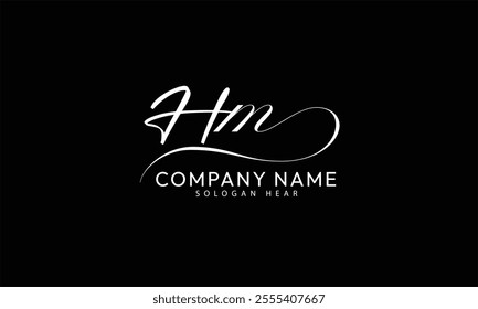  HM M H initial signature logo template vector