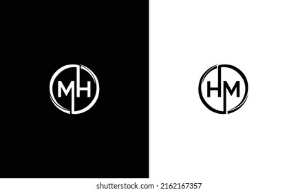 Monograma del logotipo de las letras abstractas HM, MH