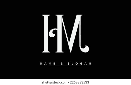 Monograma del logotipo de las letras abstractas HM, MH