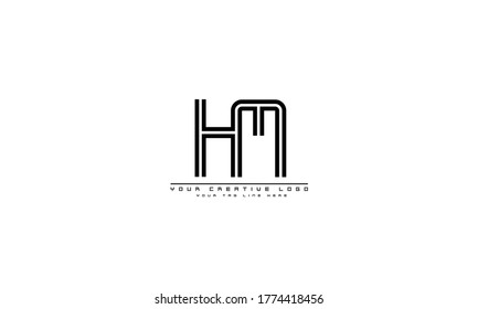 Plantilla de monograma del logotipo del vector abstracto de HM MH
