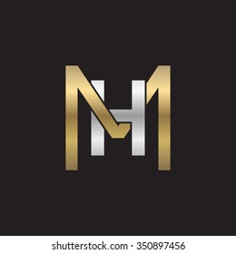 HM MH initial company square M shape silver gold logo black background