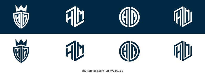 HM MH letter logo set design