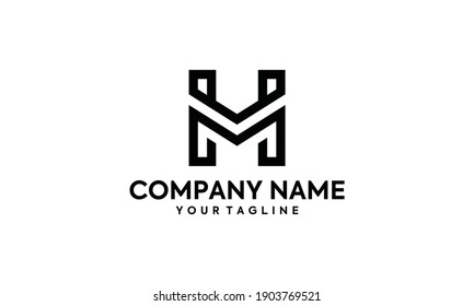 HM or MH monogram logo design