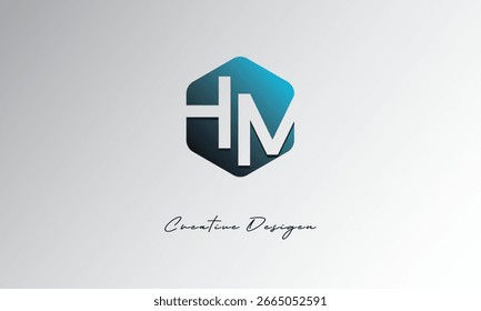 HM Minimal Polygon Shape Abstract Negative Space Symbol for Branding Use"