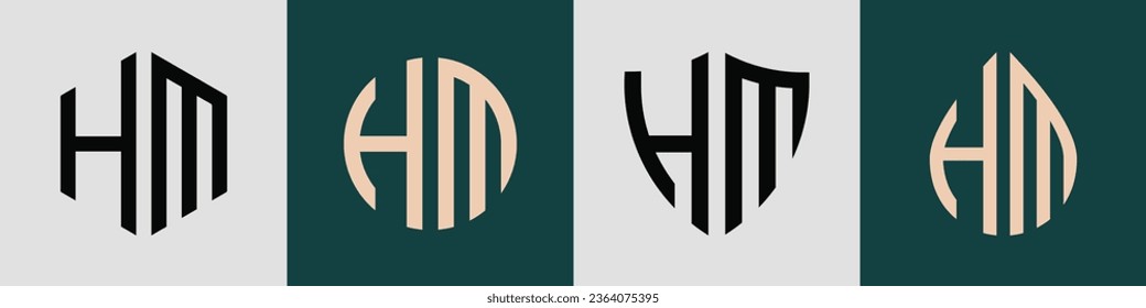 HM modern initial letter logo design vector bundle. It will be suitable for which company or brand name start those initial.