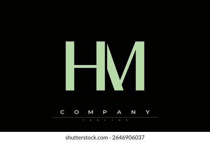 HM Modern Initials Diseño de Logo. Logotipo de marca con iniciales estilizadas que muestran un diseño atrevido y una estética moderna. Ideal para la marca profesional de negocios o proyectos creativos que se centran en minimalista