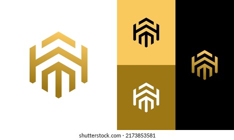 HM Monogram construction Business Corporate Logo Design Concept 