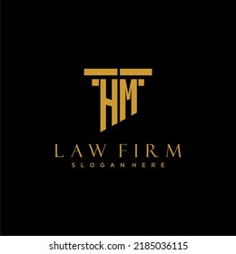 Logotipo inicial del monograma HM para la firma de abogados con diseño de hitos