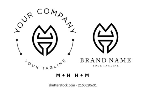 hm monogram logo.mh hm initial letter logo