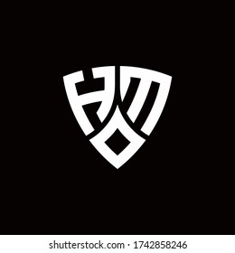 HM monogram logo with modern shield style design template isolated on black background