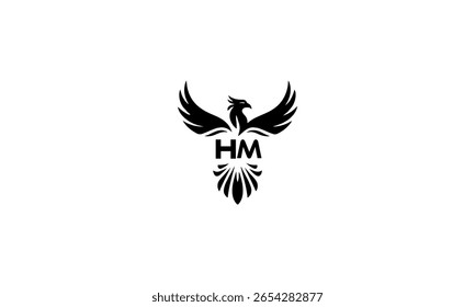 HM  Phoenix Logo Bold Minimal Tech Bird Symbol for Artificial Intelligence Branding