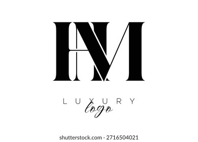 HM Serif Letter Monogram Typography Logo for Elegant Premium Branding Identity
