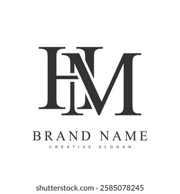 HM trendy logotype template. Initial letter h and m classic font style. Creative logo for company name or identity. Vector illustration.