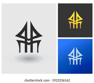 HM UM initial based Logo Design in Gradient Colors. Creative Modern company logo. furniture table shape with Letters Vector Icon Logo idea Illustration.