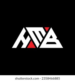 HMB triangle letter logo design with triangle shape. HMB triangle logo design monogram. HMB triangle vector logo template with red color. HMB triangular logo Simple, Elegant, and Luxurious design.