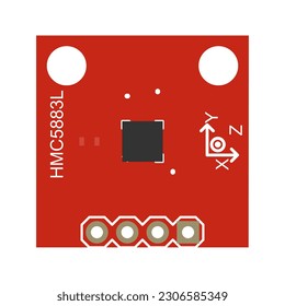 HMC5883L 3-Axis Digital Compass IC vector illustration, offering graphic designers a visual representation of the HMC5883L module