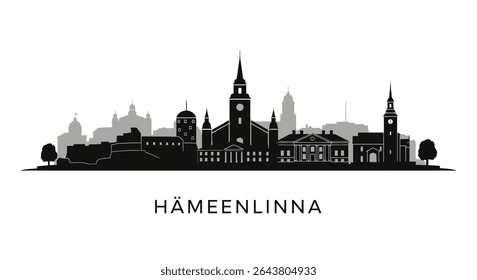 Hmeenlinna Finland Skyline Silhueta Mínima.