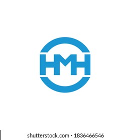 HMH monogram. Connected HMH letters in the circle. 