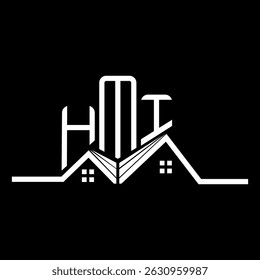 HMI Real State logo design, HMI simple and modern logo. HMI luxurious alphabet design  
