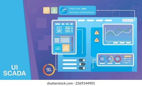 HMI SCADA Template Industrial Flat Design