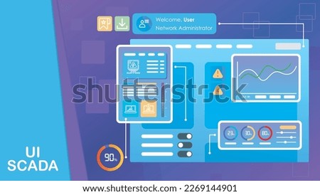 HMI SCADA Template Industrial Flat Design