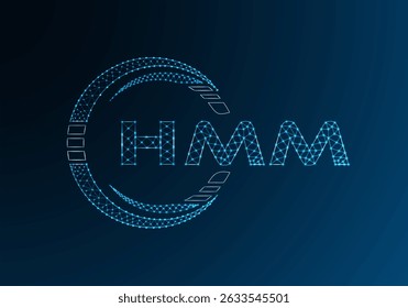 HMM low poly letter logo vector design. HMM lower poly logo design. 