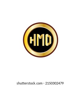 HMO Three letter logo design with gold color circle