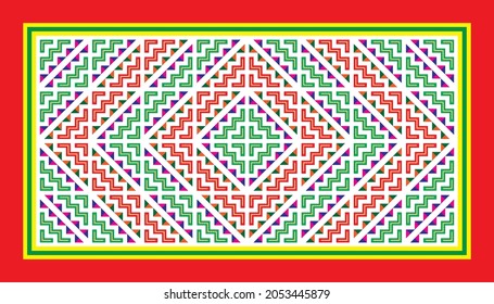 Hmong ethnic embroidery back neck cloth pattern