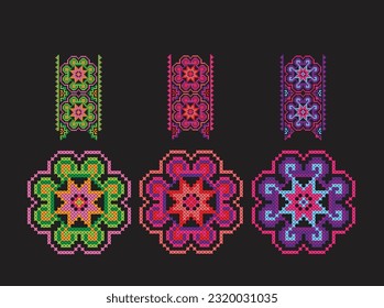 Hmong ethnic pattern.Indigenous embroidery designs.