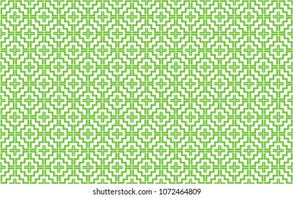 Hmong hand made traditional pattern. Green seamless pattern. 