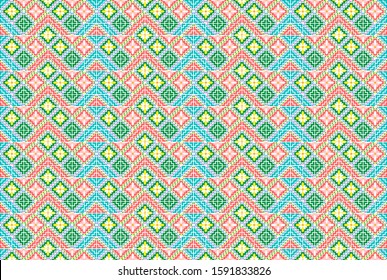 Hmong handmade traditional clothes pattern. sewing by hand pattern vector illustration.