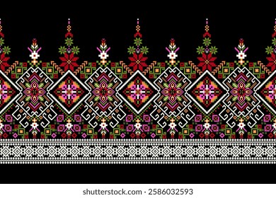 Hmong pattern,geometric ethnic oriental pattern traditional,geometric floral pattern,Aztec style,abstract background,vector illustration.design for texture,fabric,clothing,decoration,scarf,sarong,rug.