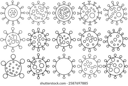 Hmpv and corona virus icon set.  Vector bacteria, microbes sign illustration.