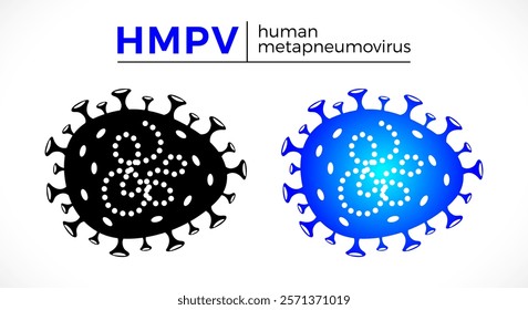 HMPV hmpv human metapneumovirus virus vector icon symbol illustration artwork image it can vary commonly cough fever stuffy nose throat Coronavirus Covid novel coronavirus concept structure disease