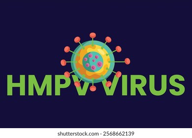 HMPV virus banner, Human Metapneumovirus respiratory virus vector ,HMPV virus outbreak, virus floating in a cellular environment vector background