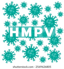 HMPV virus banner, Human Metapneumovirus respiratory virus vector ,HMPV virus outbreak, virus floating in a cellular environment vector background