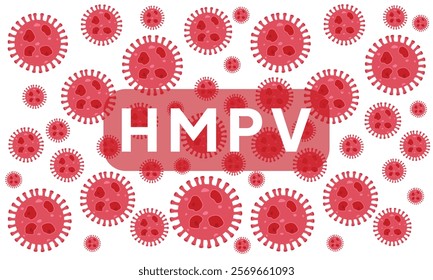 HMPV virus banner, Human Metapneumovirus respiratory virus vector ,HMPV virus outbreak, virus floating in a cellular environment vector background
