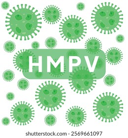 HMPV virus banner, Human Metapneumovirus respiratory virus vector ,HMPV virus outbreak, virus floating in a cellular environment vector background